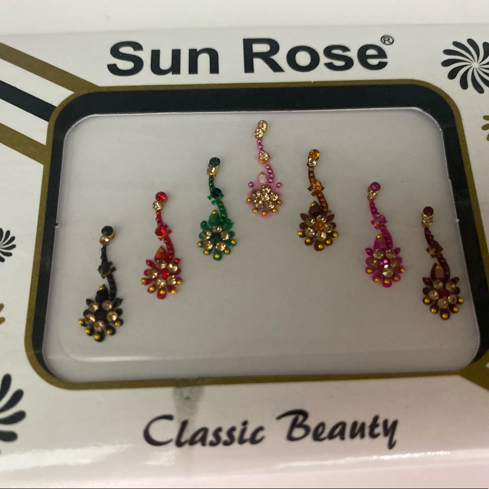 Multicolored Long Forehead Bindis
